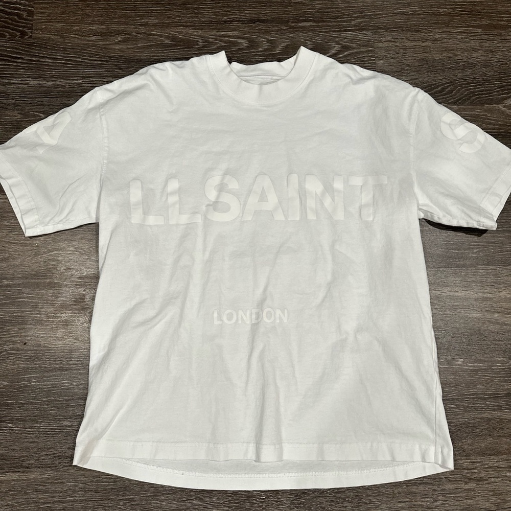 All Saints White Embossed Logo Tee - Men's Short Sleeve